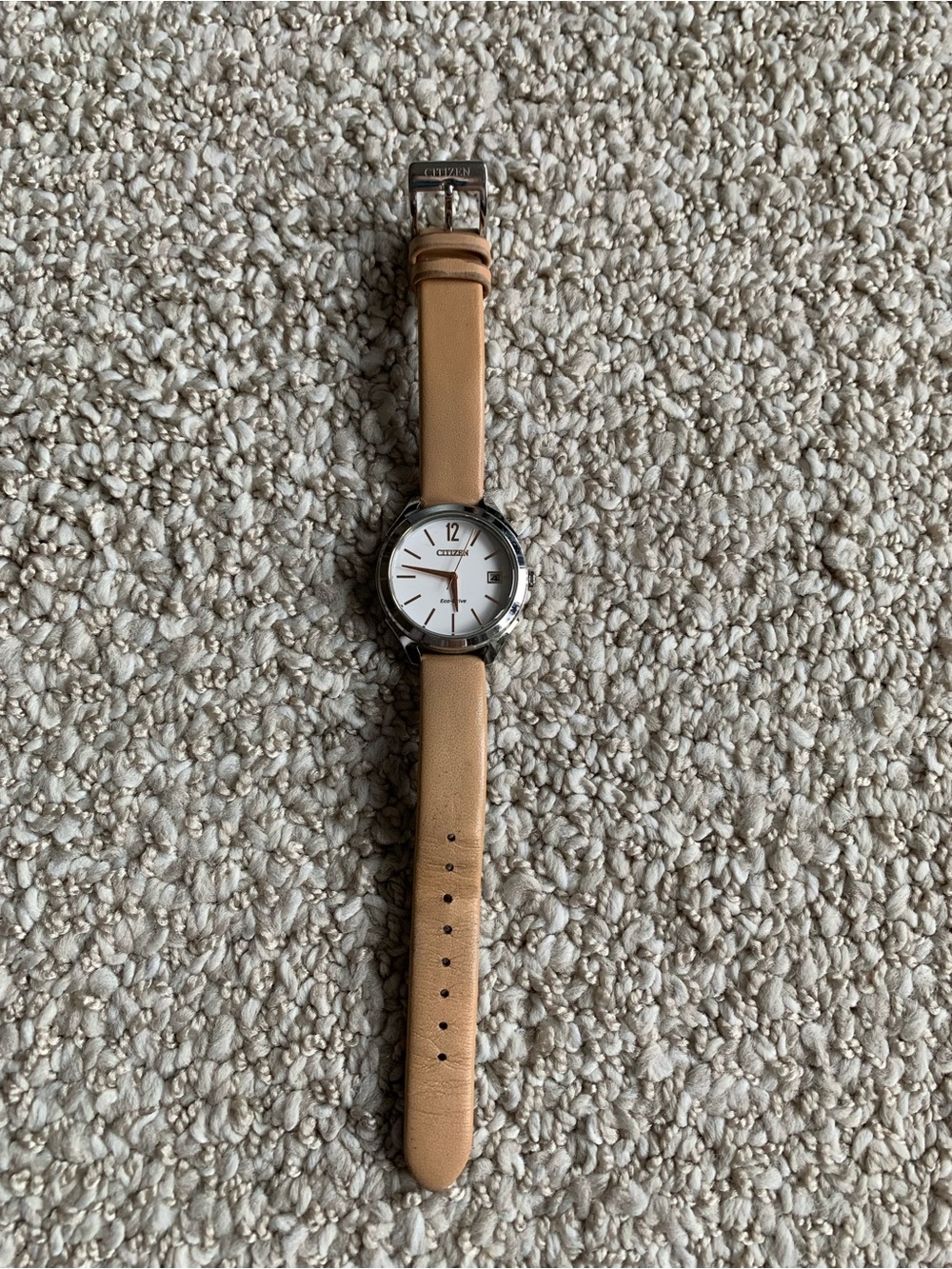 Citizen Watch FE6140-03A Eco Drive White Dial Blush Pink Leather Band